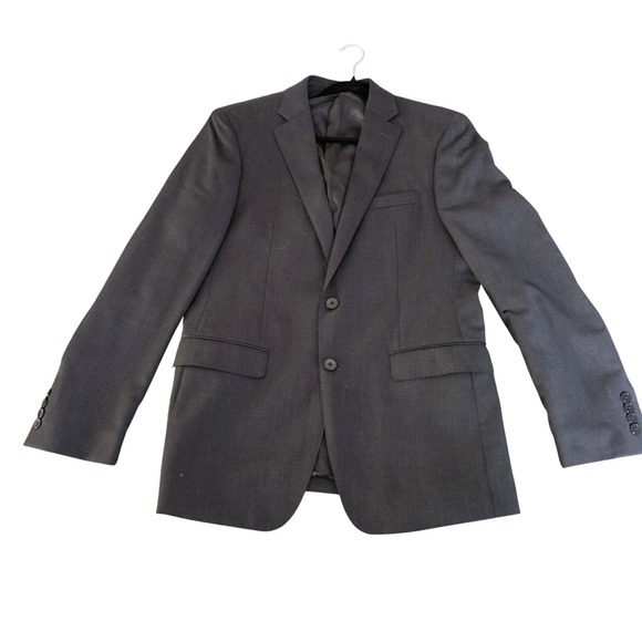Calvin Klein 40R Dk Gray 100% Wool Two Button Blazer Sport Coat Business Career - Picture 1 of 8